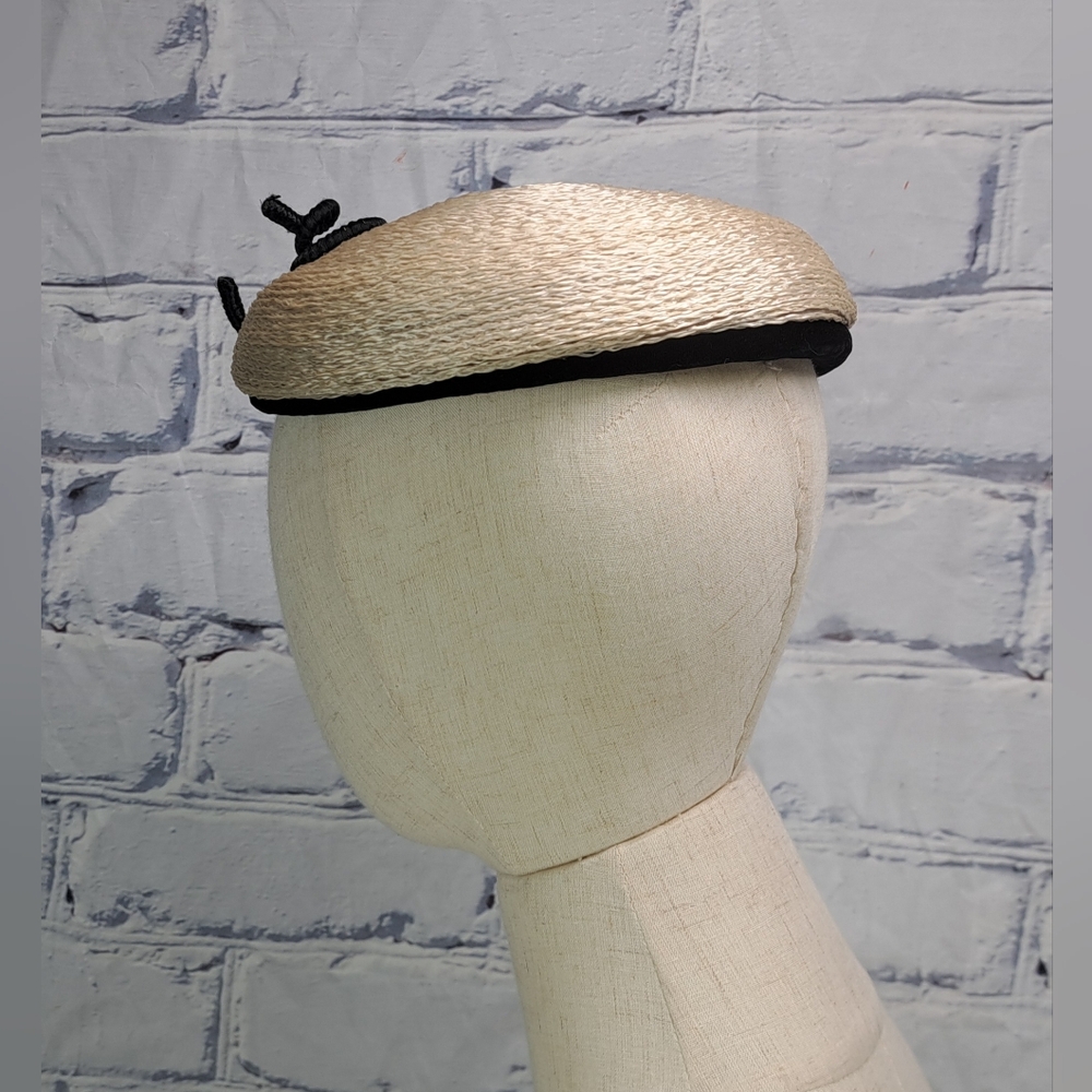 Cedar Crest Original Women's Vintage 60s 50s Hat Straw Beret Oval Size 7 - Picture 7 of 15
